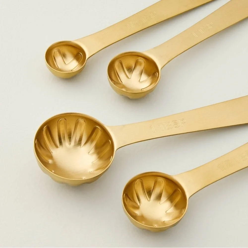 LAST ONE! 4pc Vintage Brass Measuring Spoons Stainless Steel Hearth & Hand